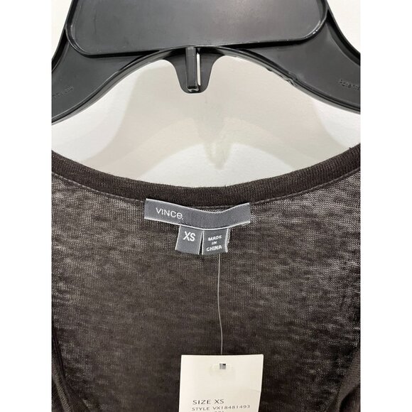 NWT Vince Brown 100% Linen Sleeveless Tank Top Blouse Open V Neck Sz XS - Picture 3 of 6